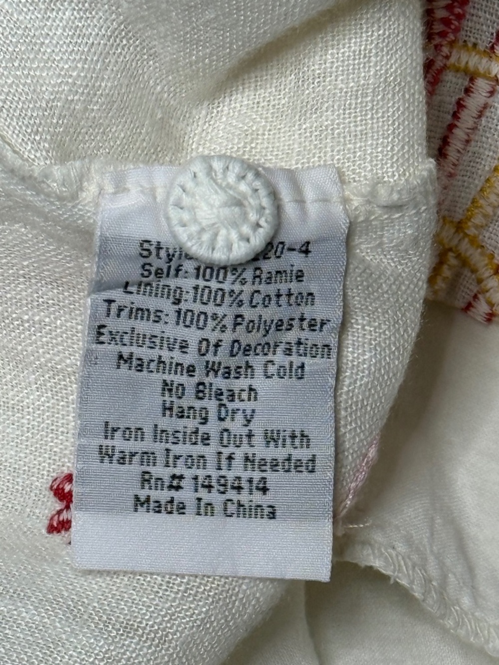 Johnny Was Mishti Tunic Dress Small White Ramie Embroidered Boho - Picture 8 of 8
